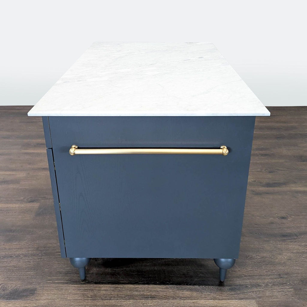Anthropologie Fern Kitchen Island with Marble Top and Glass Doors