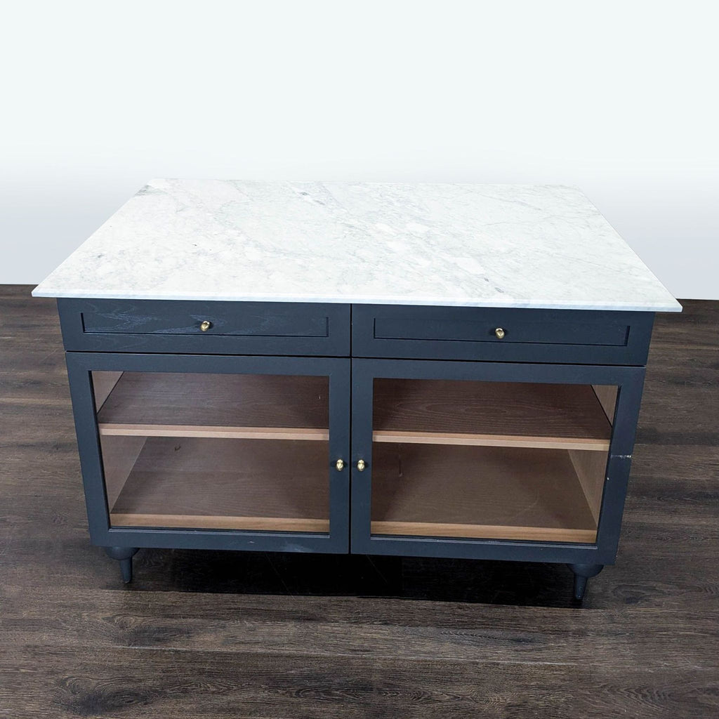 Anthropologie Fern Kitchen Island with Marble Top and Glass Doors