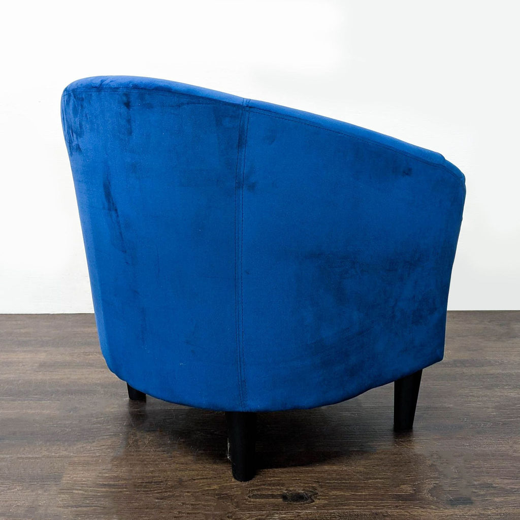 Modern Blue Velvet Lounge Chair with Curved Backrest