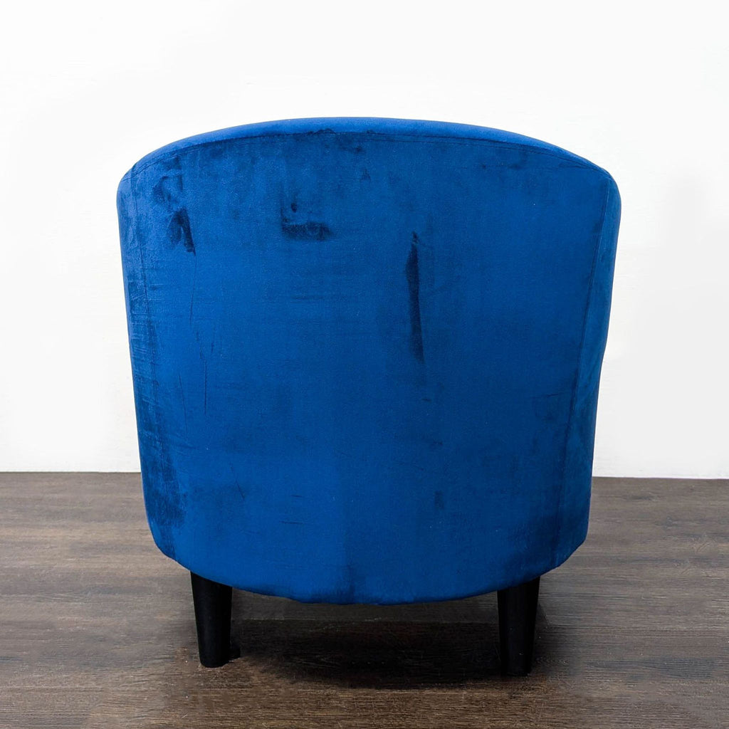 Modern Blue Velvet Lounge Chair with Curved Backrest