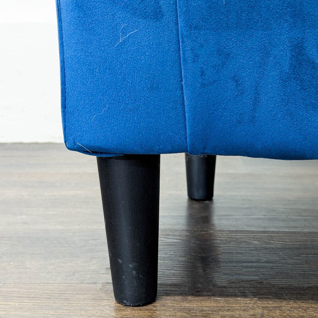 Modern Blue Velvet Lounge Chair with Curved Backrest