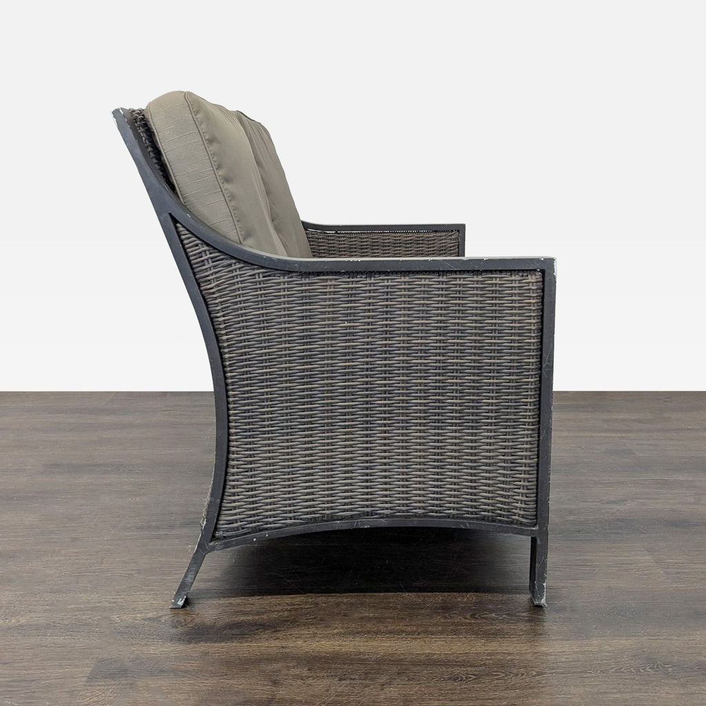 Outdoor All Weather Wicker Loveseat with Cushions
