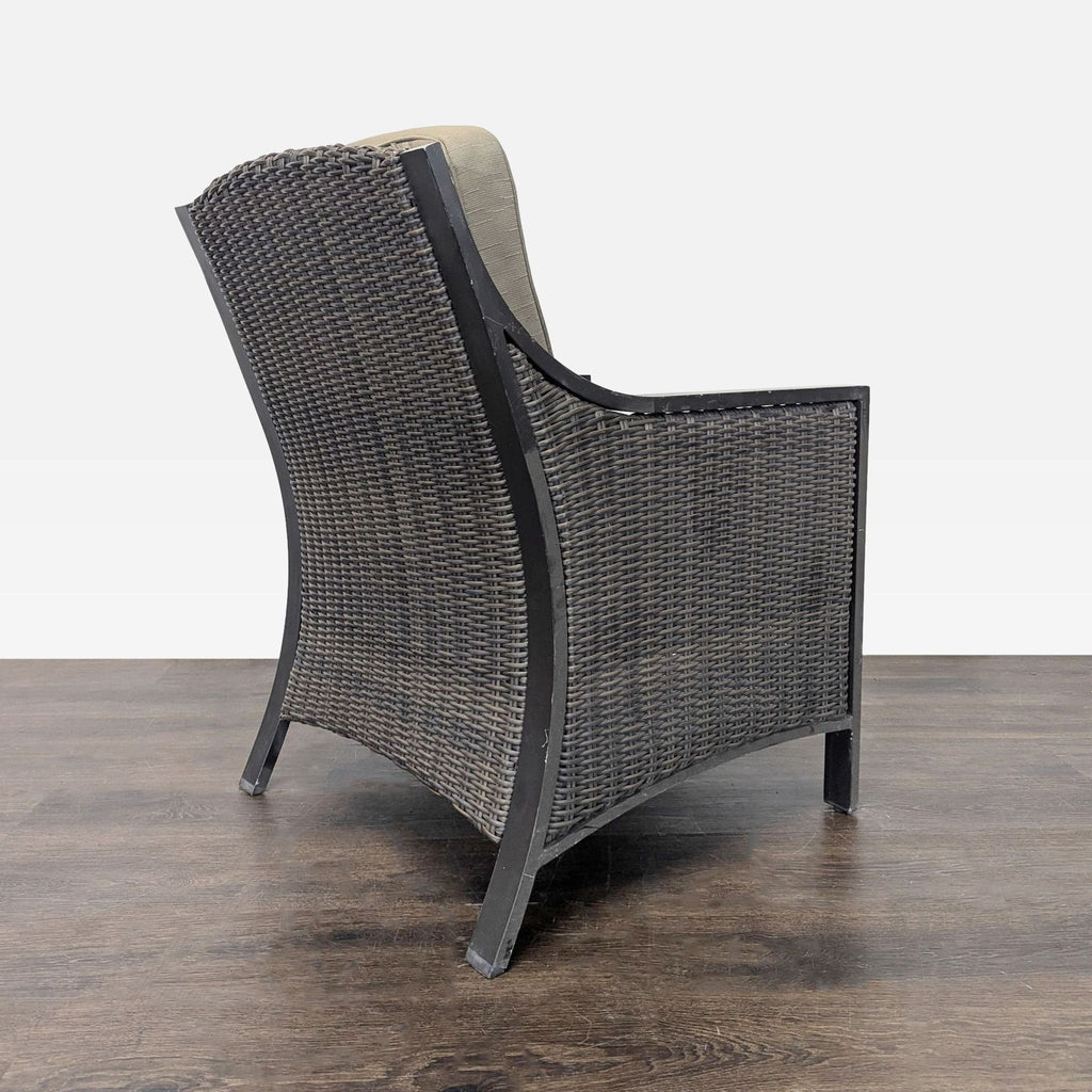 All Weather Outdoor Wicker Armchair with Cushions - Sturdy Metal Frame