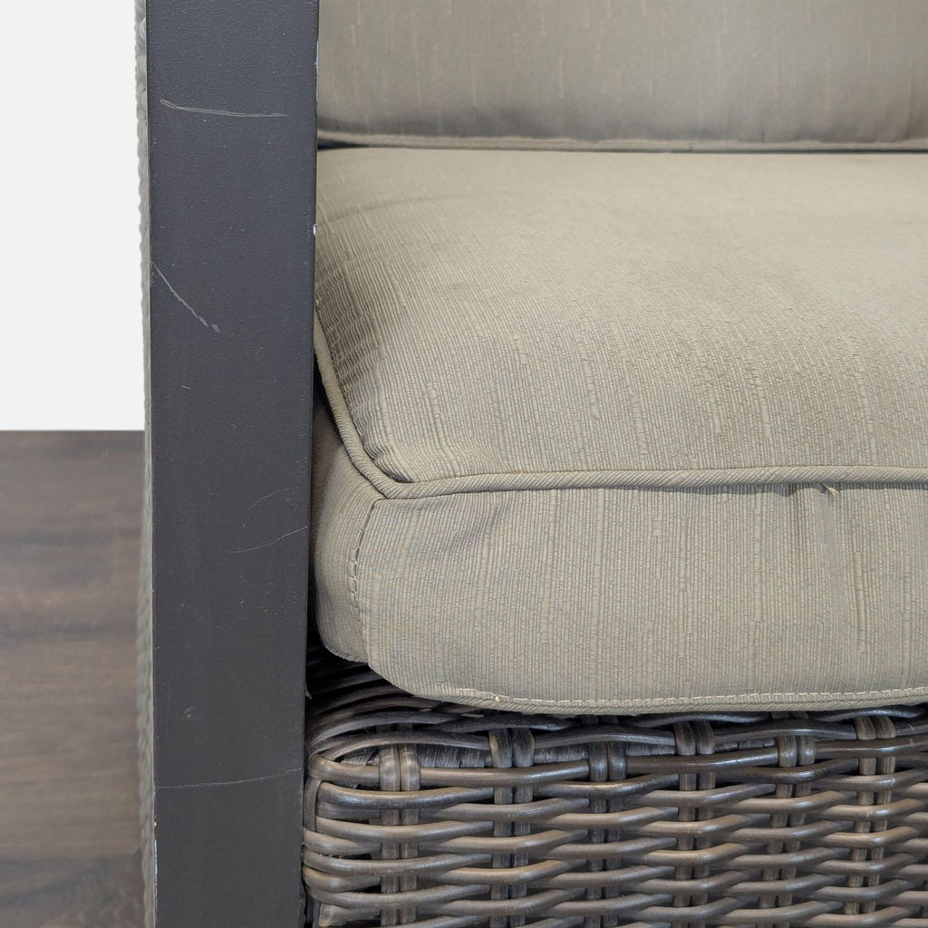 All Weather Outdoor Wicker Armchair with Cushions - Sturdy Metal Frame