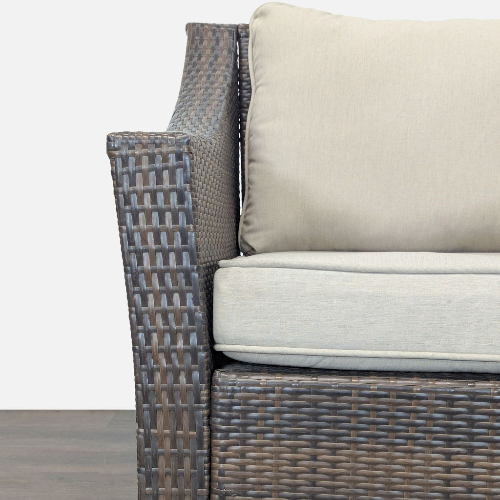 Threshold Outdoor All Weather Wicker Armchair with Cushions - Brown and Beige