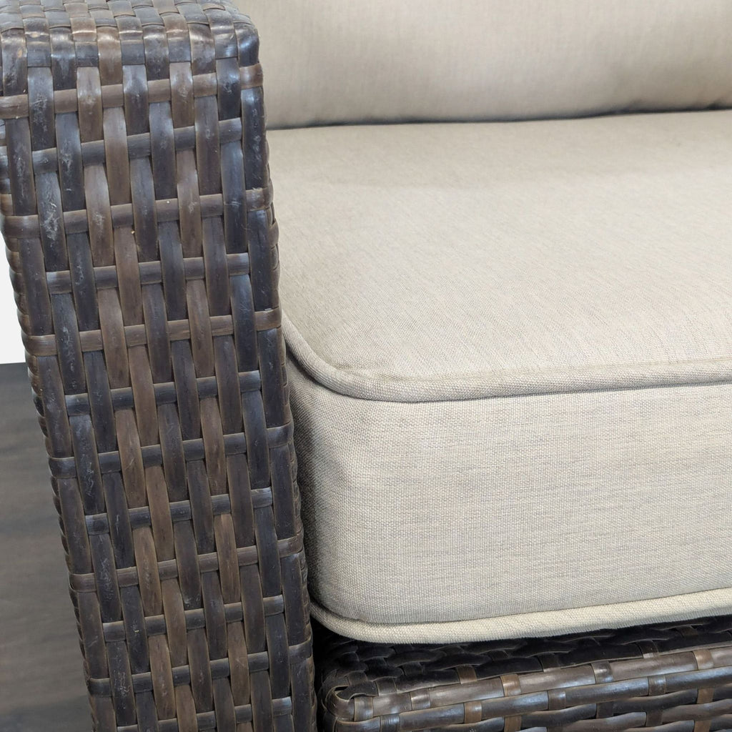 Threshold Outdoor All Weather Wicker Armchair with Cushions - Brown and Beige