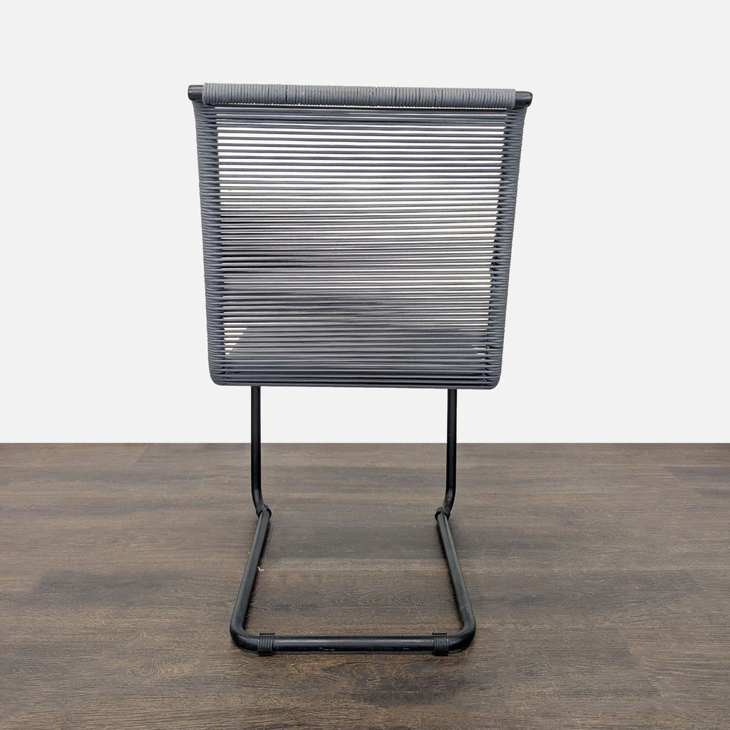 Modern Black Woven Outdoor Chair with Sturdy Metal Frame