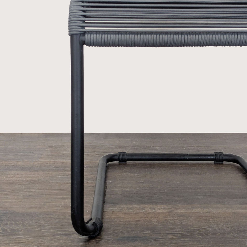 Modern Black Woven Outdoor Chair with Sturdy Metal Frame