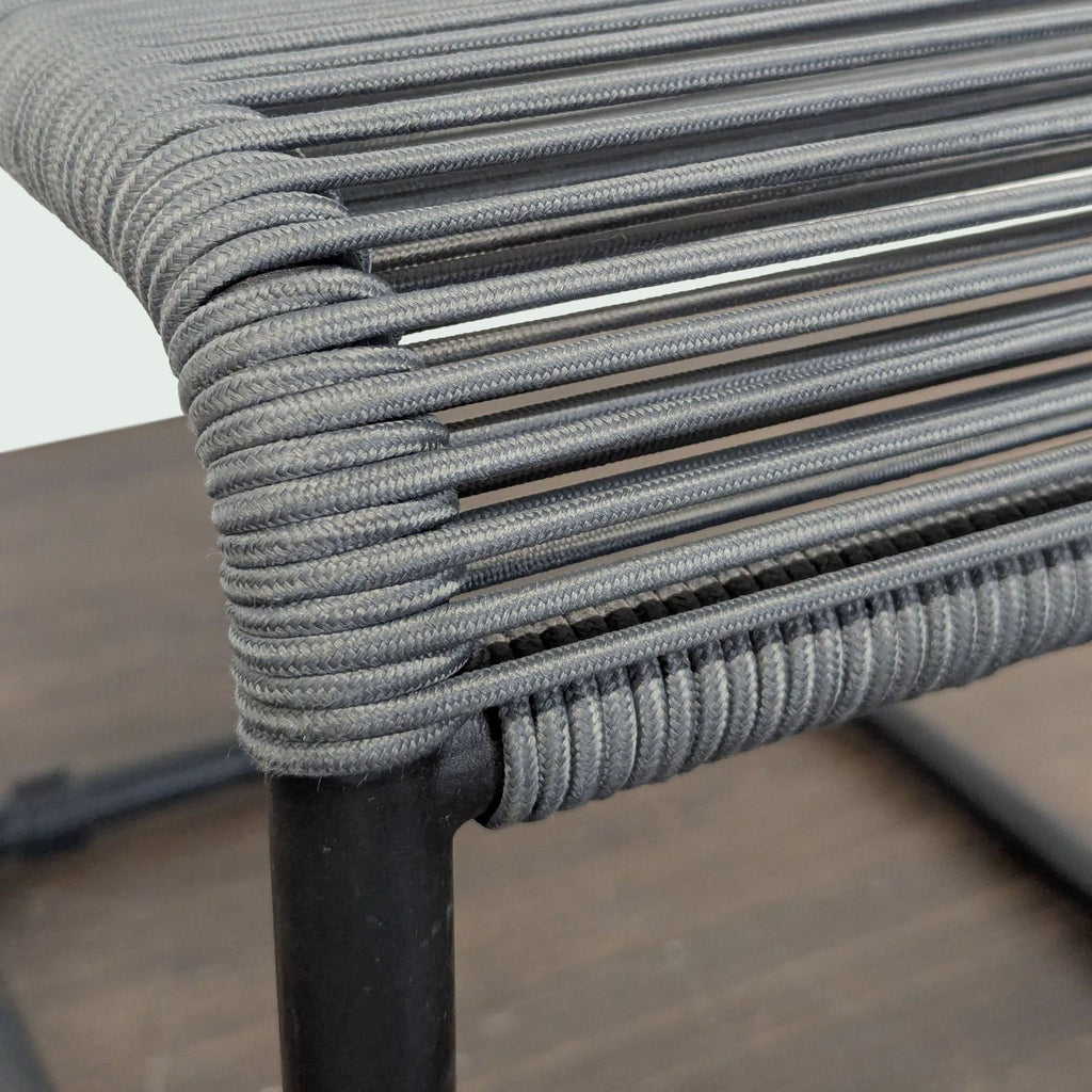 Modern Black Woven Outdoor Chair with Sturdy Metal Frame