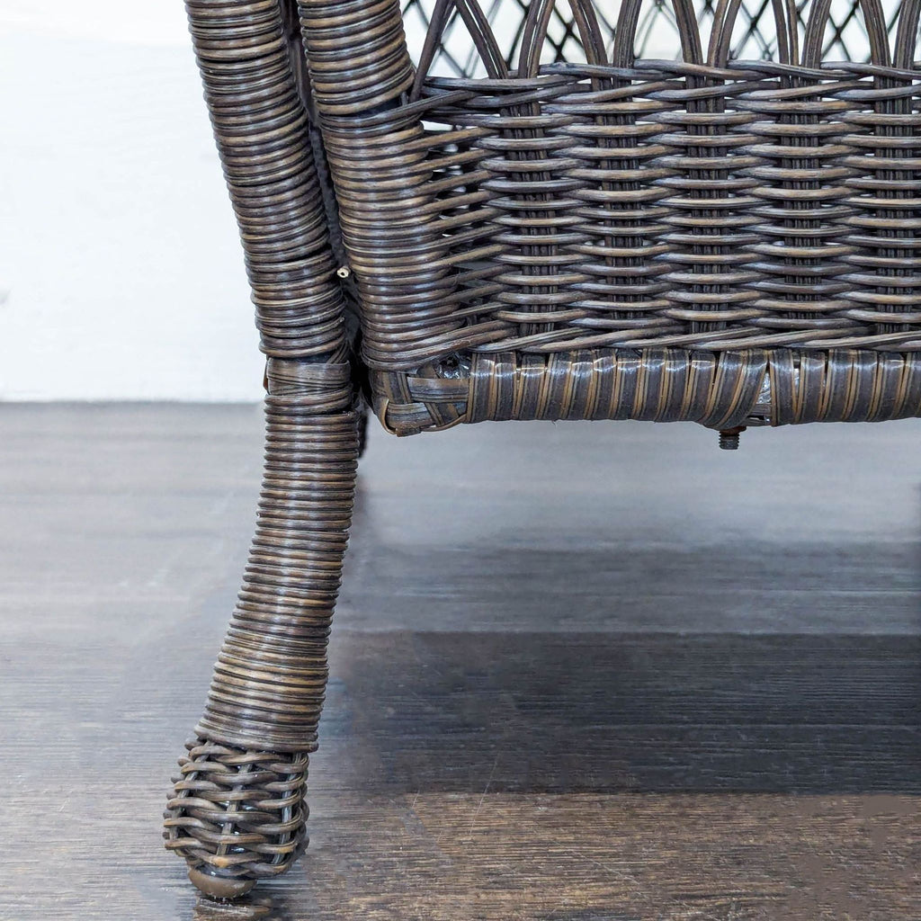 Dark Brown All Weather Wicker Coffee Table with Curved Legs