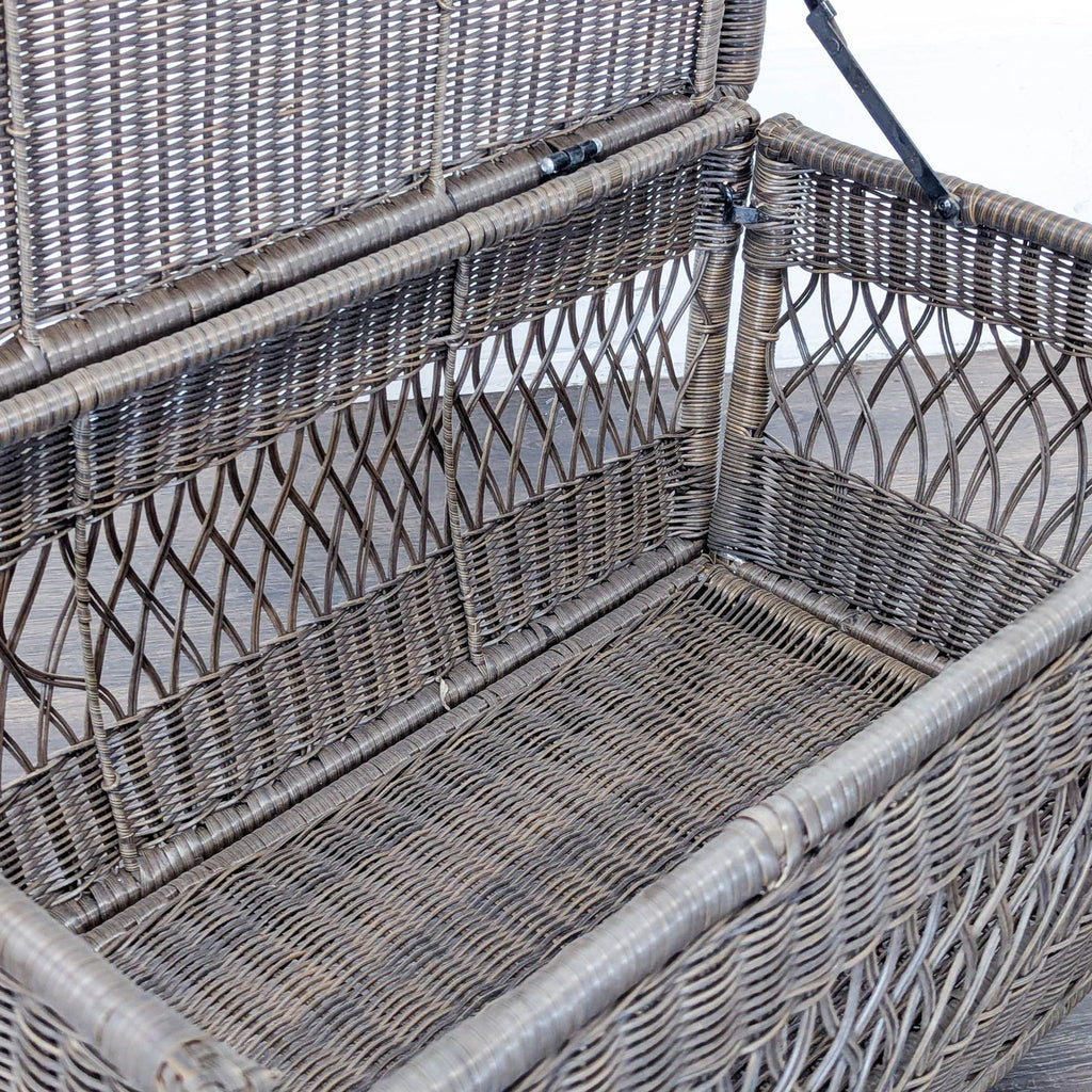 Dark Brown All Weather Wicker Coffee Table with Curved Legs
