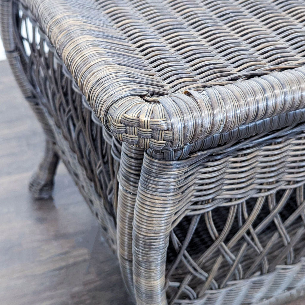 Dark Brown All Weather Wicker Coffee Table with Curved Legs