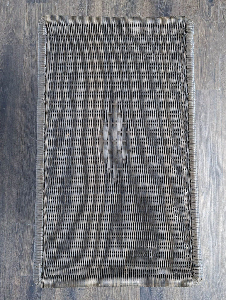 Dark Brown All Weather Wicker Coffee Table with Curved Legs