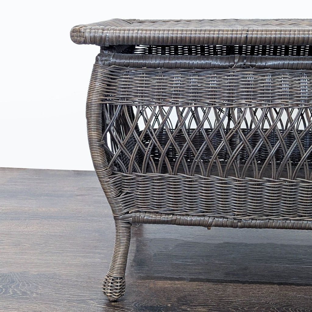 Dark Brown All Weather Wicker Coffee Table with Curved Legs