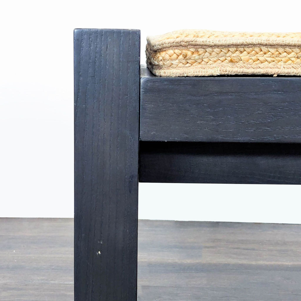 West Elm Wood Bench with Woven Wicker Cushion