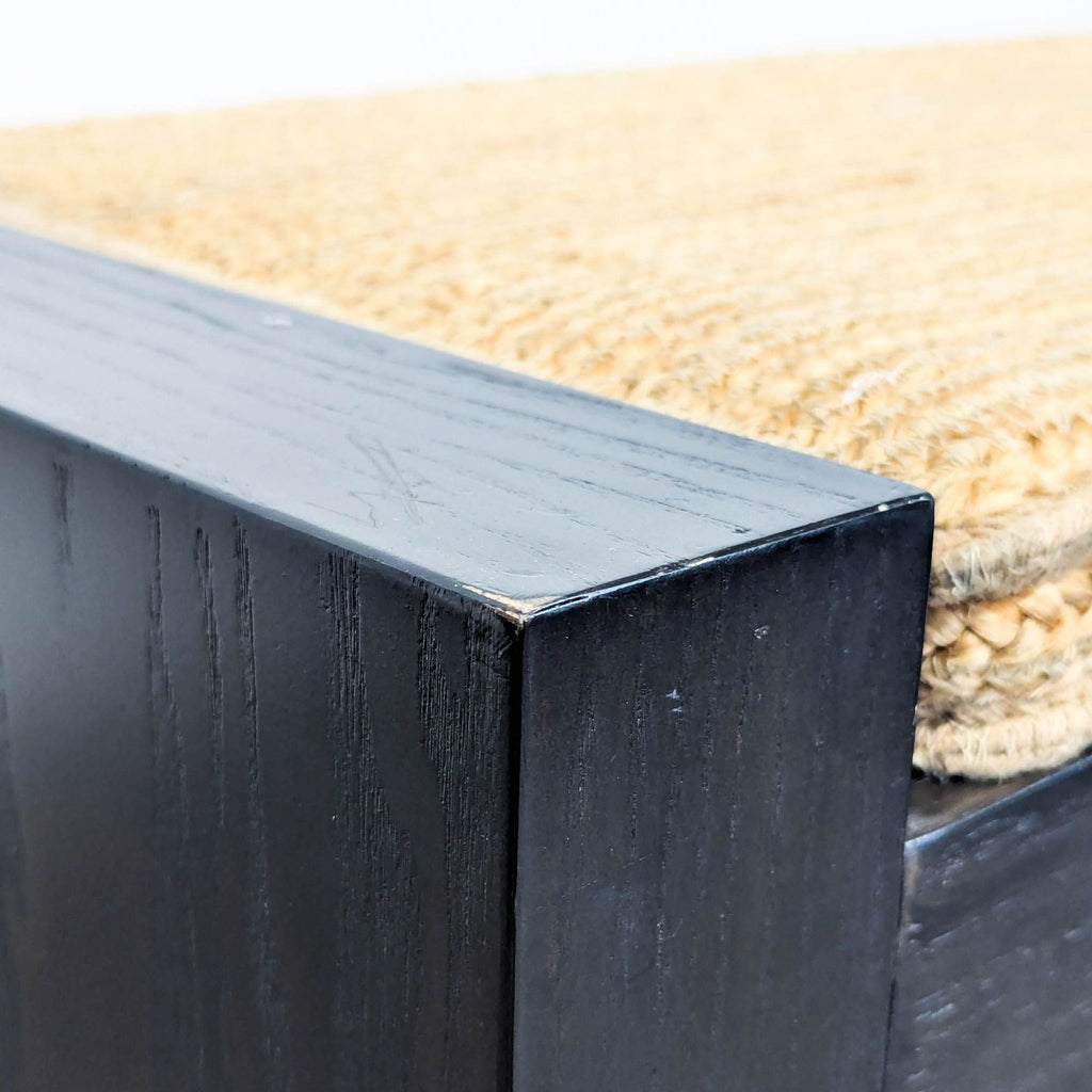 West Elm Wood Bench with Woven Wicker Cushion