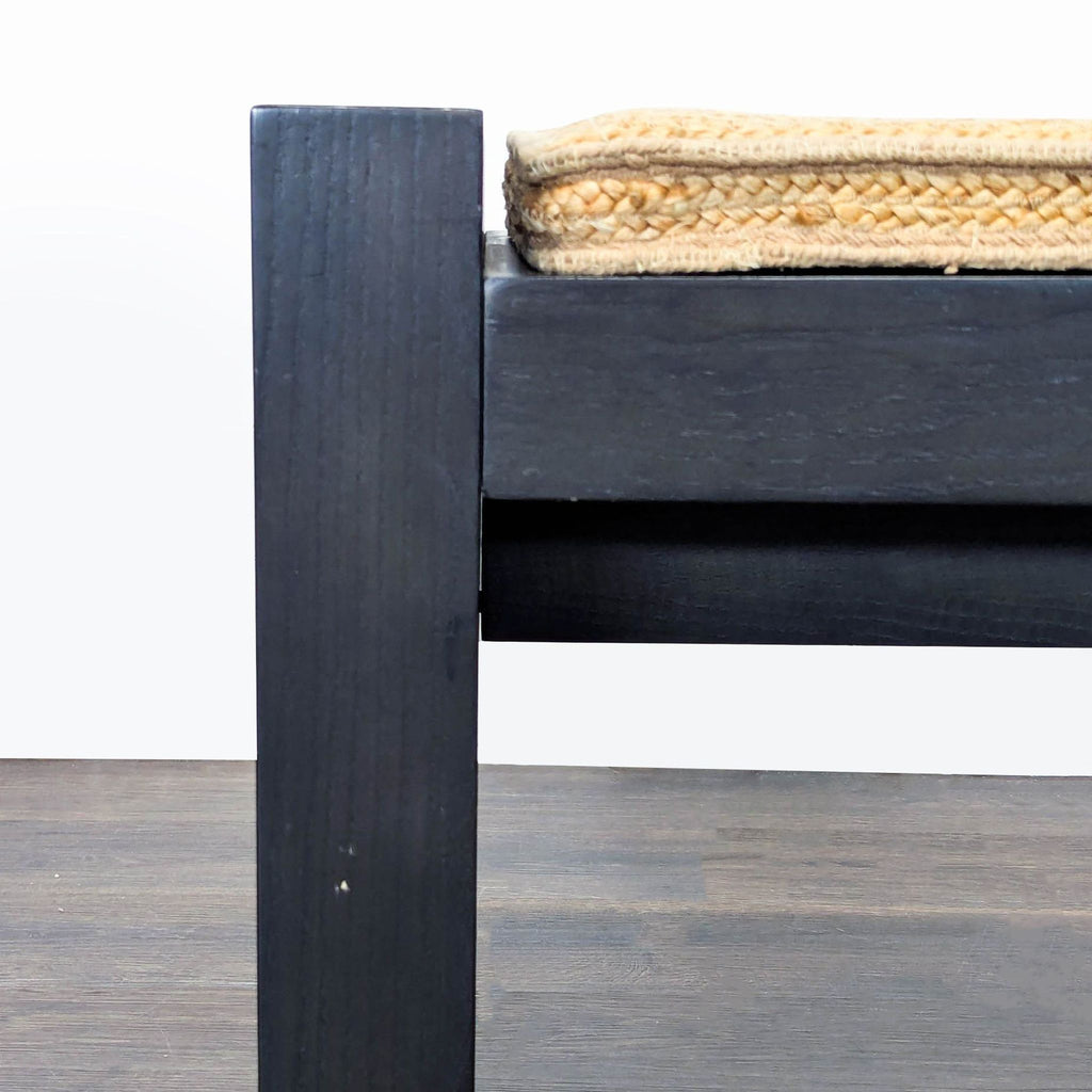 West Elm Wood Bench with Woven Wicker Cushion