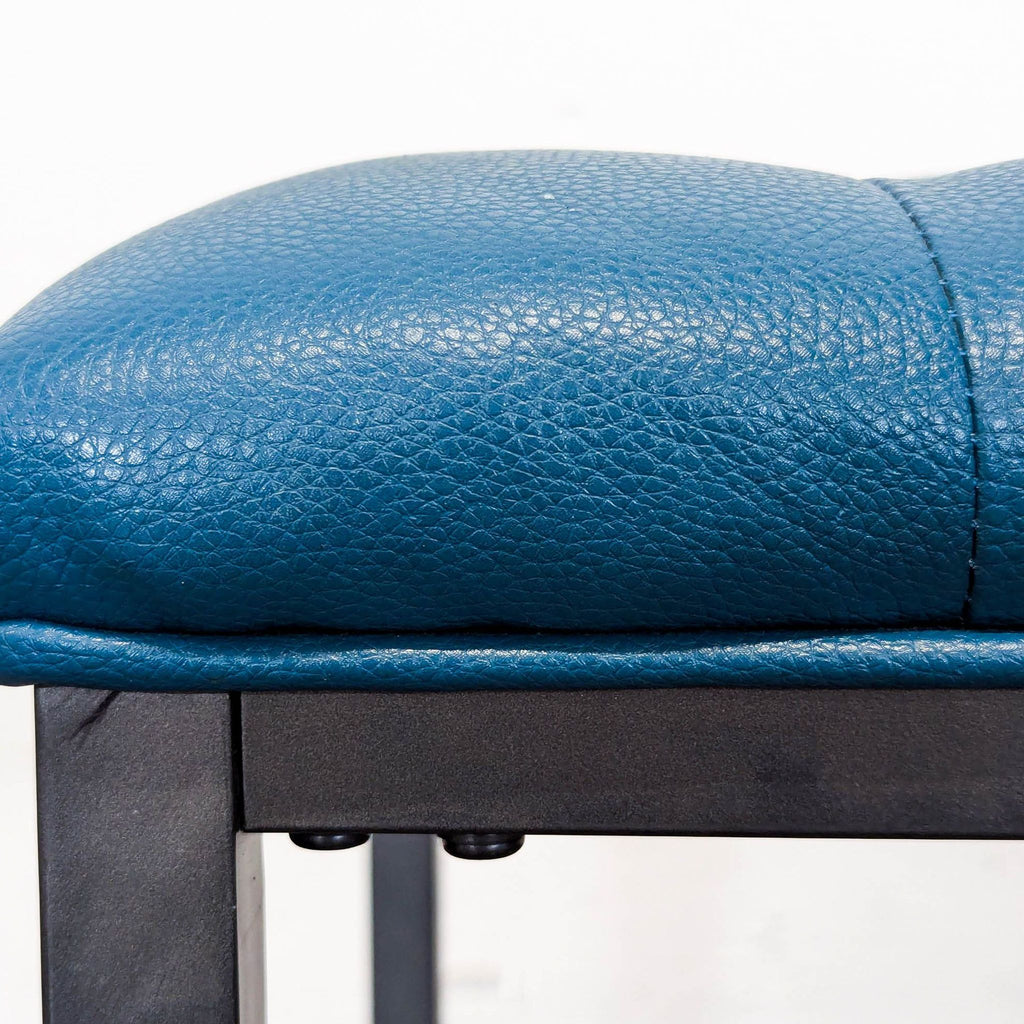 Button Tufted Leather Bench on Metal Frame