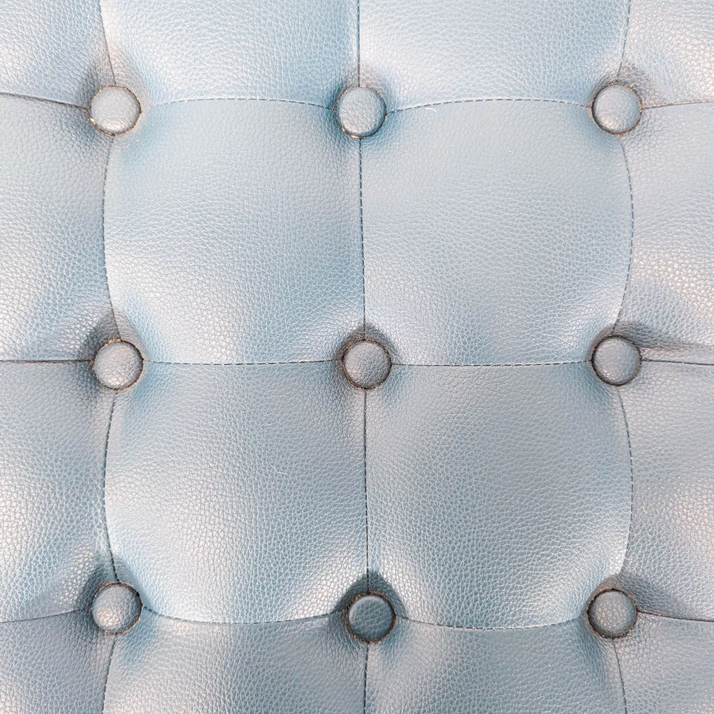 Button Tufted Leather Bench on Metal Frame