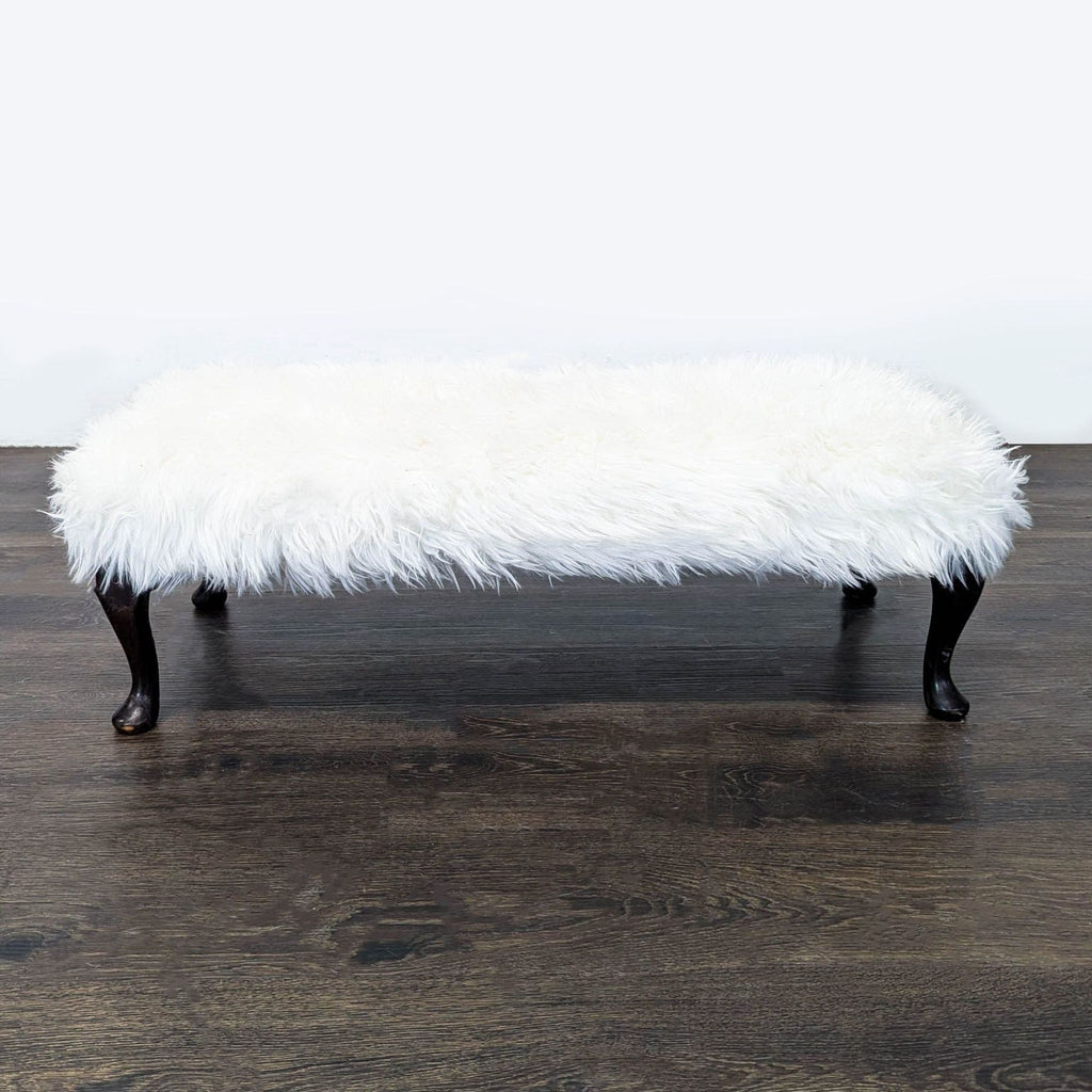 Faux Fur Bench on Wood Legs