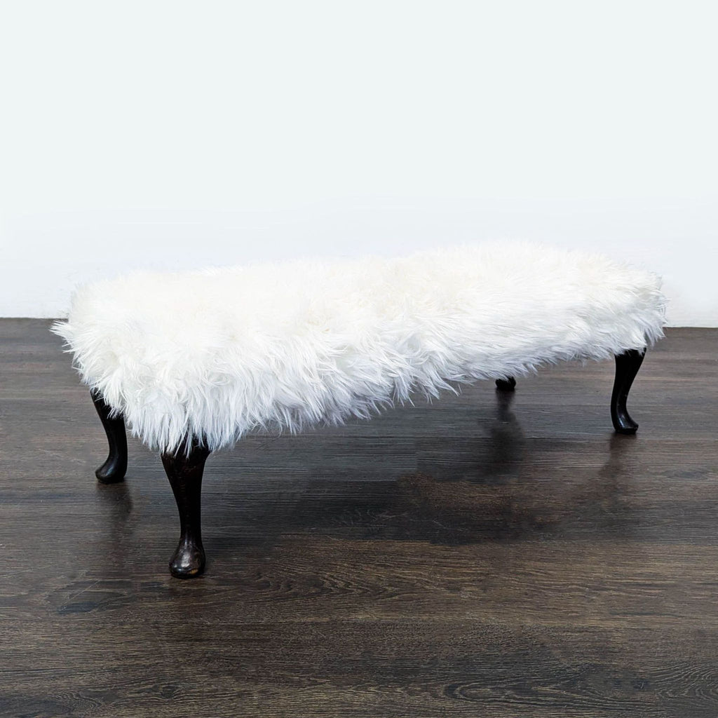 Faux Fur Bench on Wood Legs
