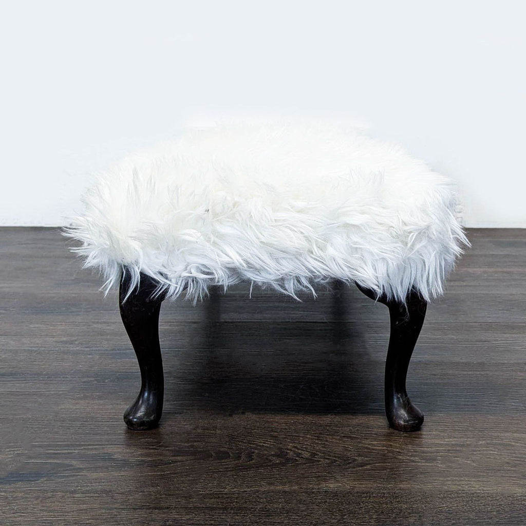 Faux Fur Bench on Wood Legs