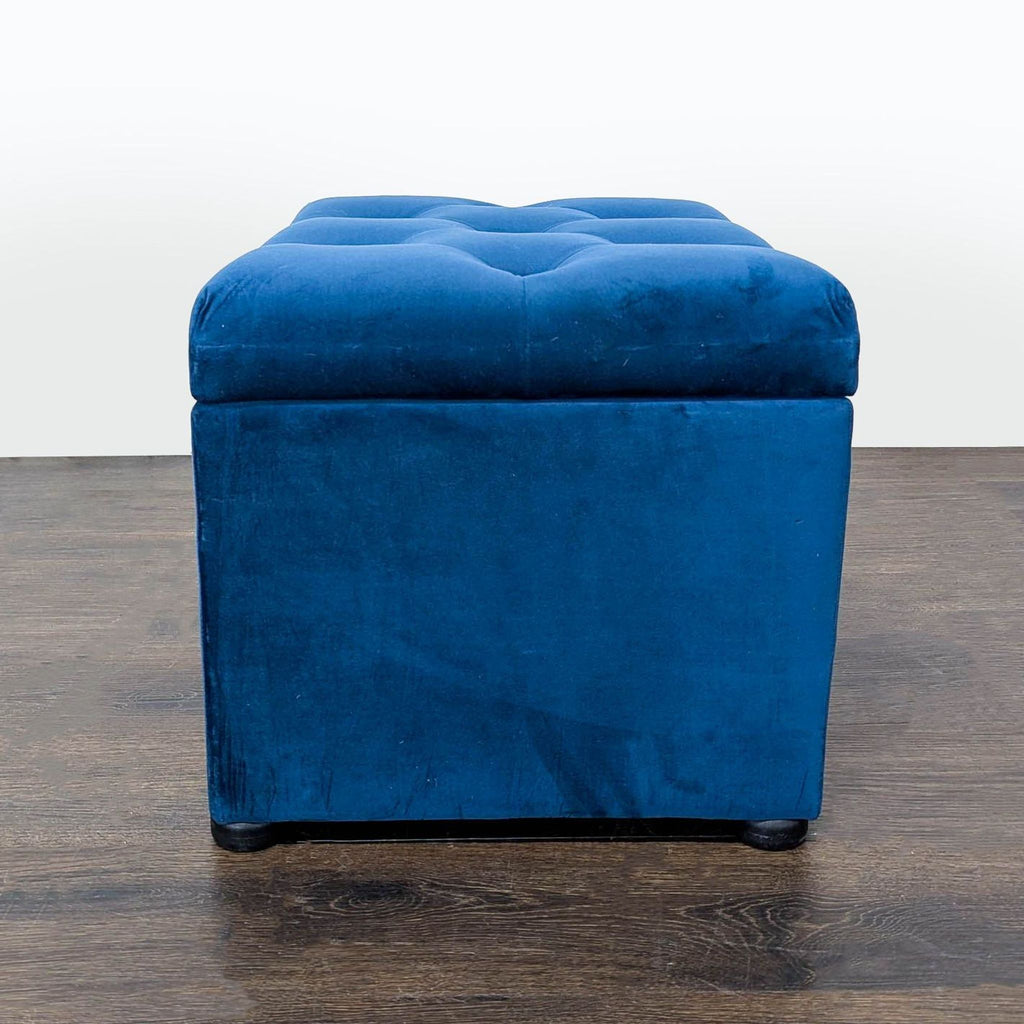 Velvet Button Tufted Storage Ottoman