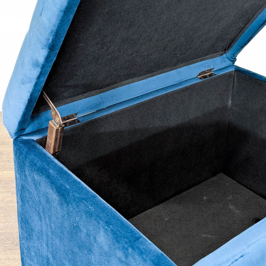 Velvet Button Tufted Storage Ottoman