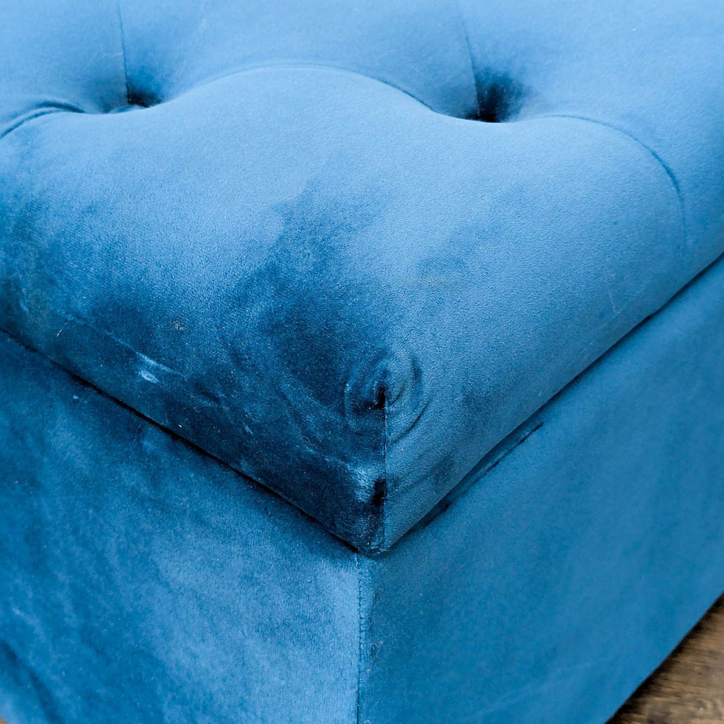 Velvet Button Tufted Storage Ottoman