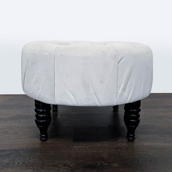 Skyline Imports Button Tufted Ottoman on Turned Legs