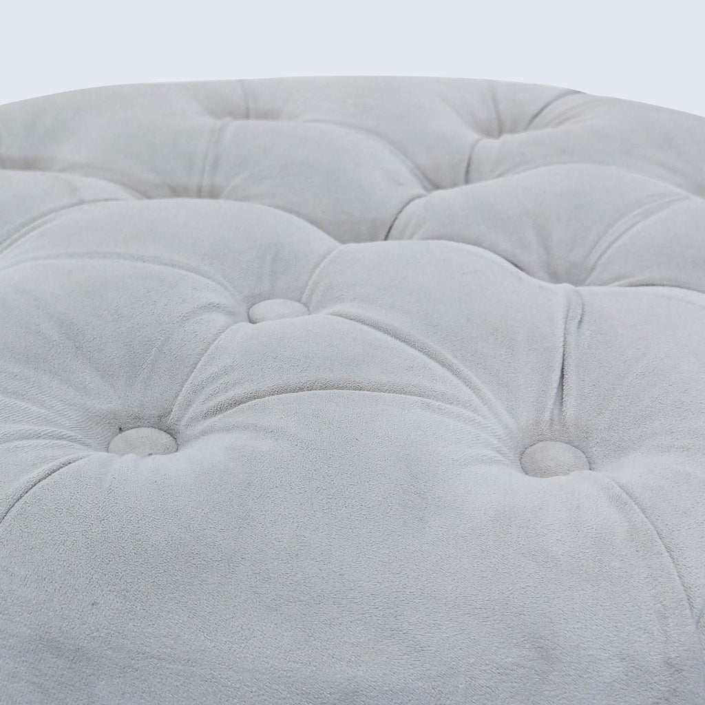 Skyline Imports Button Tufted Ottoman on Turned Legs