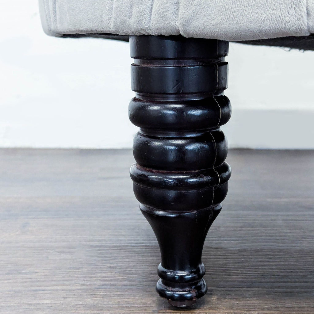 Skyline Imports Button Tufted Ottoman on Turned Legs