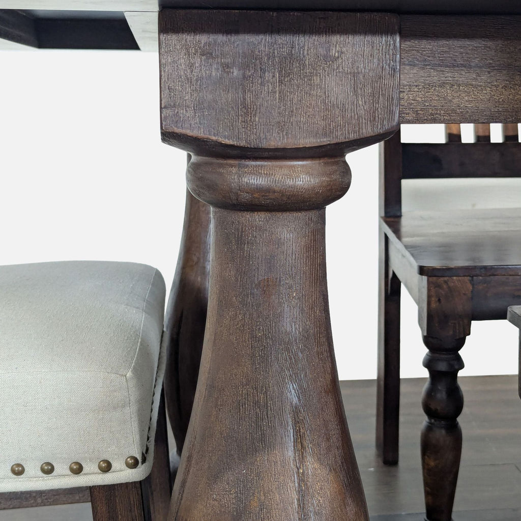 Rustic 7-Piece Wooden Dining Set with Sturdy Table and Mixed Chairs