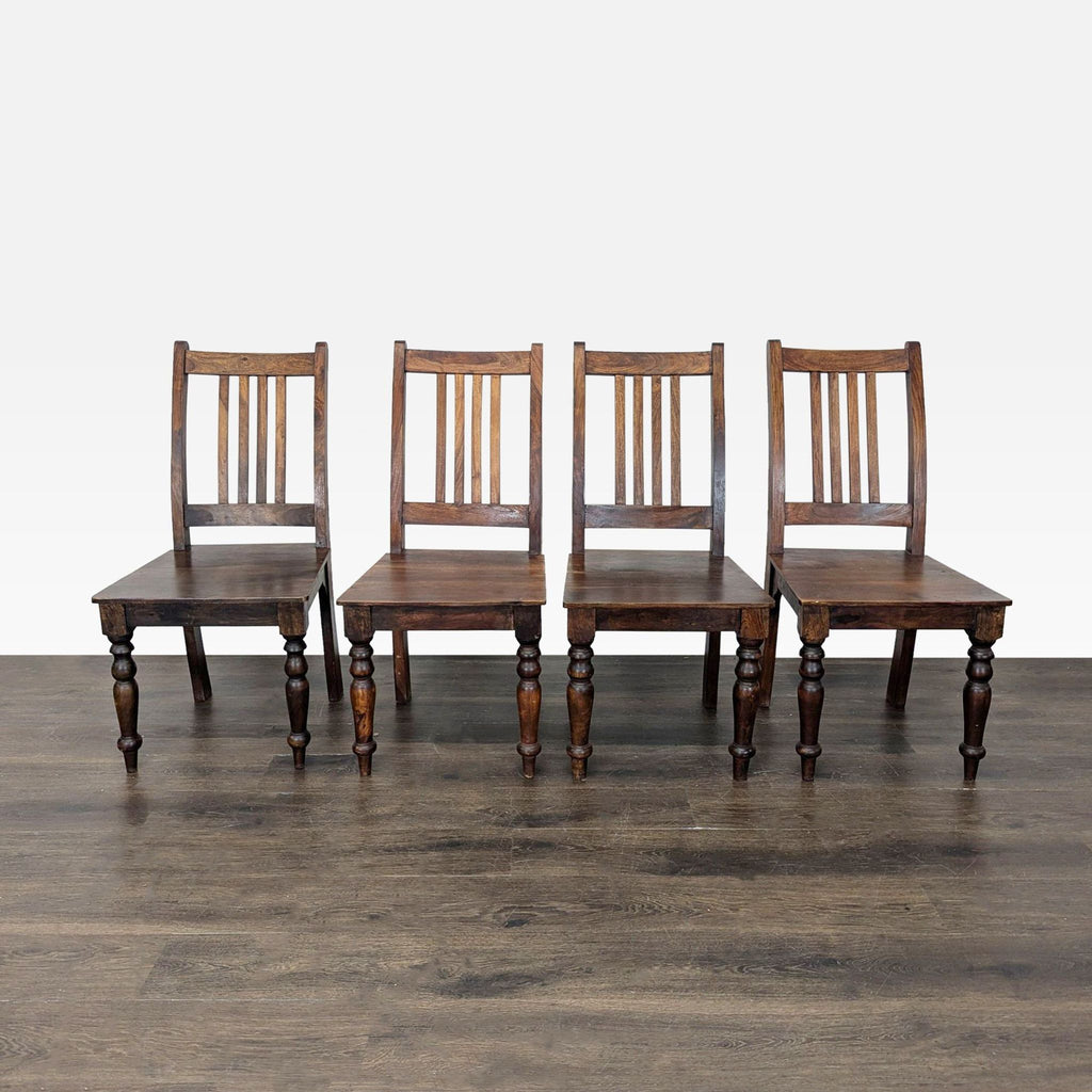 Rustic 7-Piece Wooden Dining Set with Sturdy Table and Mixed Chairs