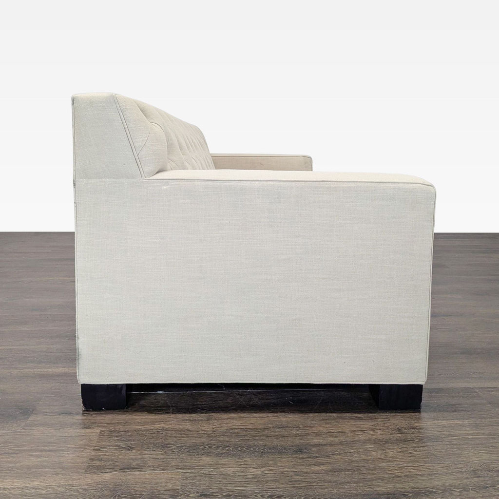 Modern Beige 3-Seat Sofa with Tufted Back and Square Arms
