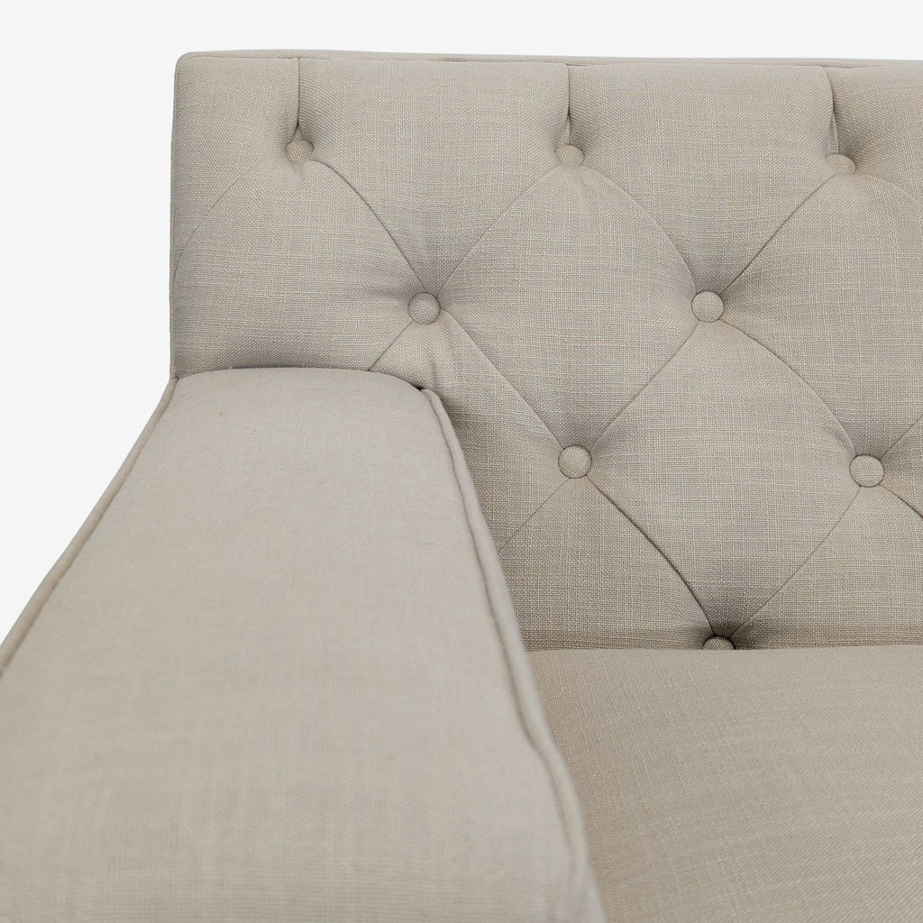 Modern Beige 3-Seat Sofa with Tufted Back and Square Arms