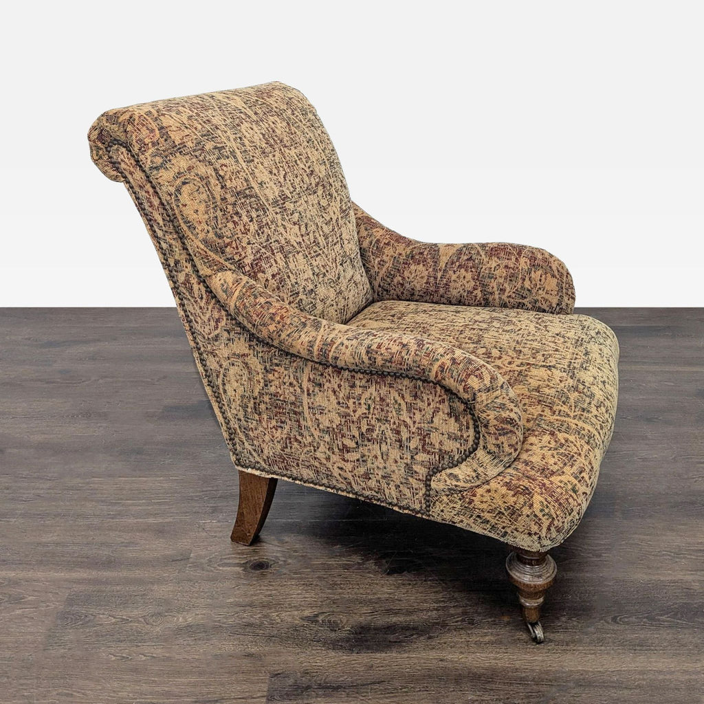 Lee Industries Patterned Lounge Chair with Wooden Legs