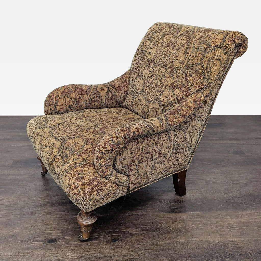 Lee Industries Patterned Lounge Chair with Wooden Legs