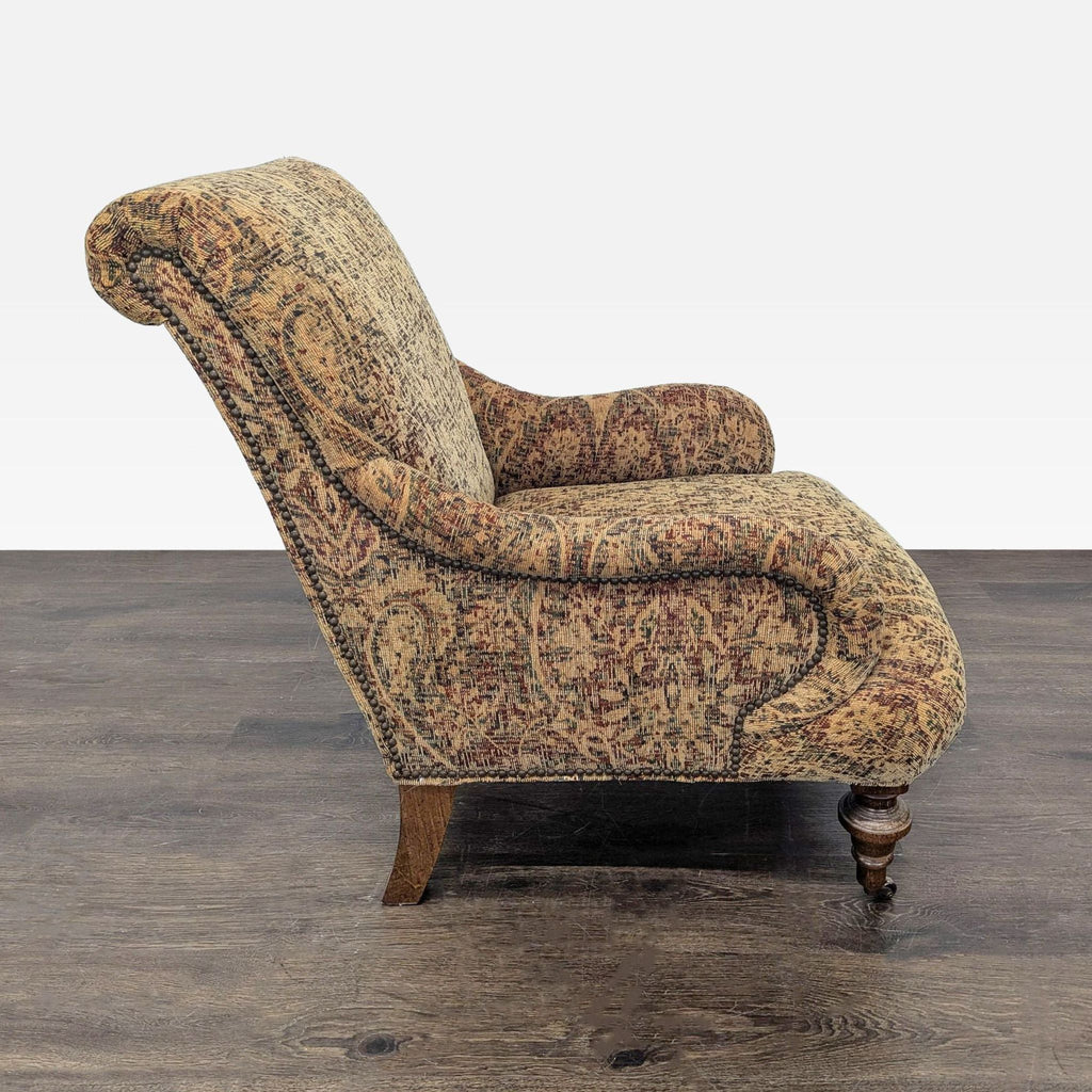 Lee Industries Patterned Lounge Chair with Wooden Legs