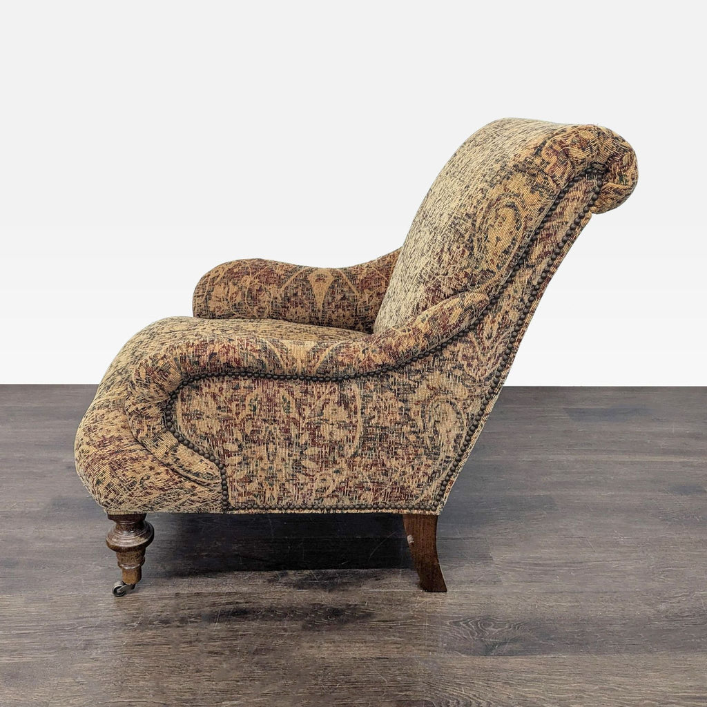 Lee Industries Patterned Lounge Chair with Wooden Legs
