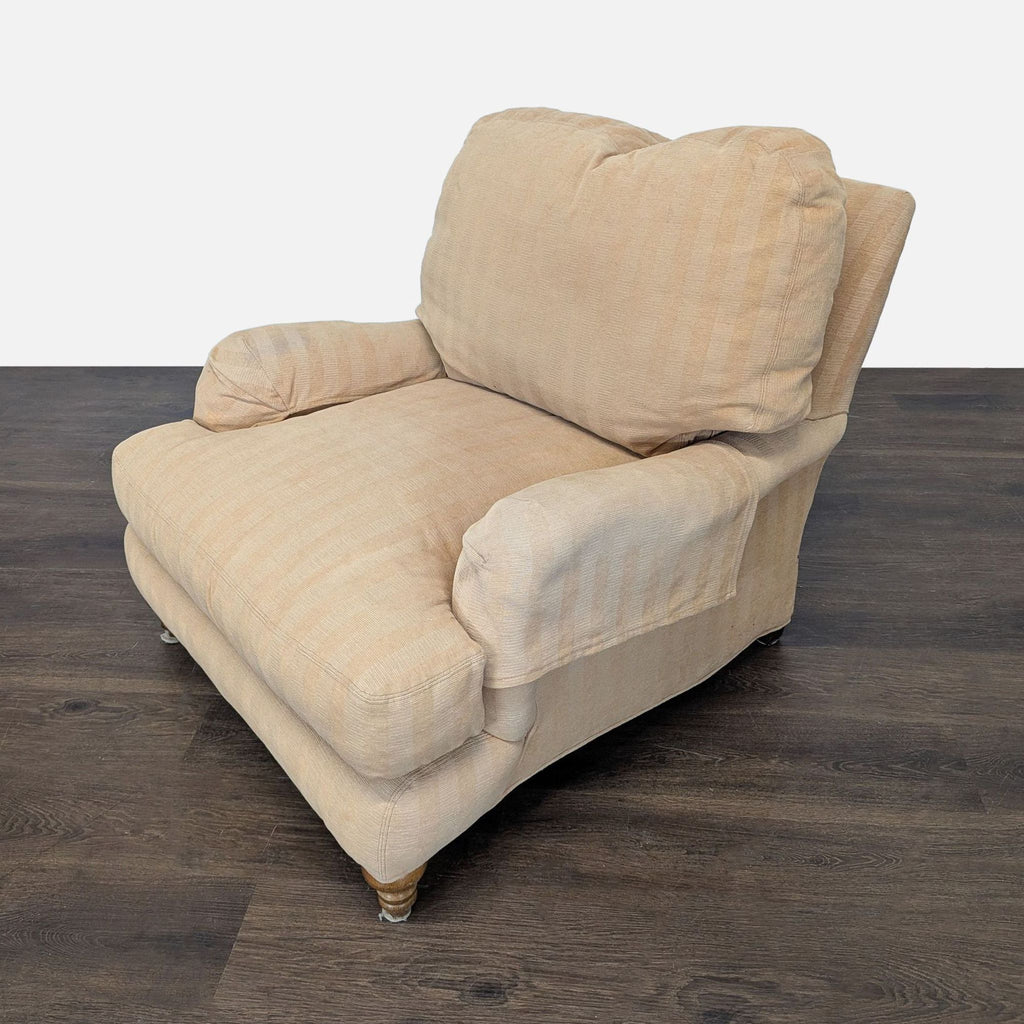 Crate & Barrel Beige Striped Lounge Chair
