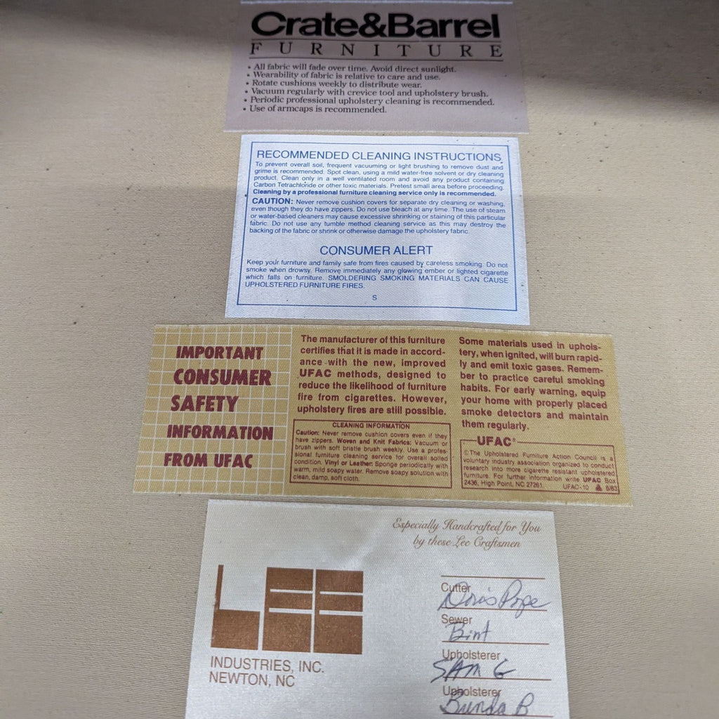 Crate & Barrel Beige Striped Lounge Chair