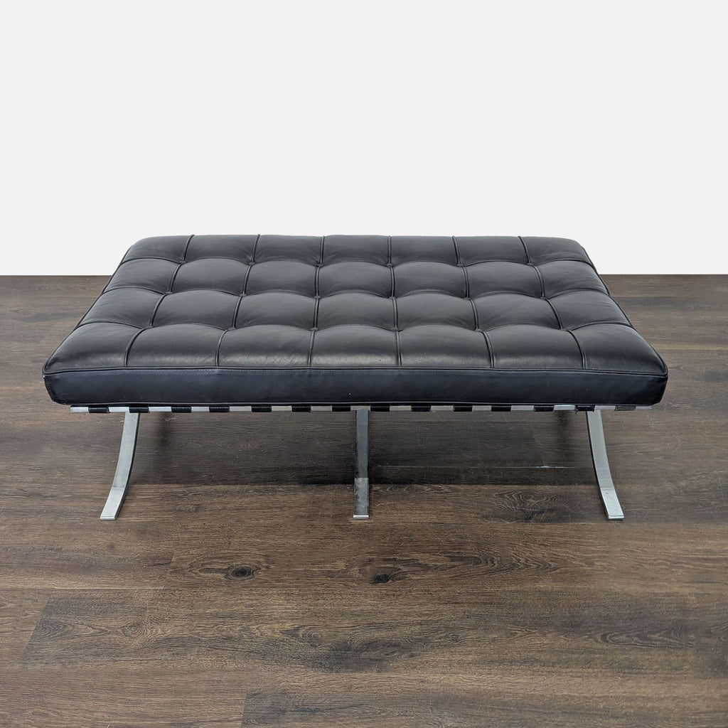 Button Tufted Leather Bench