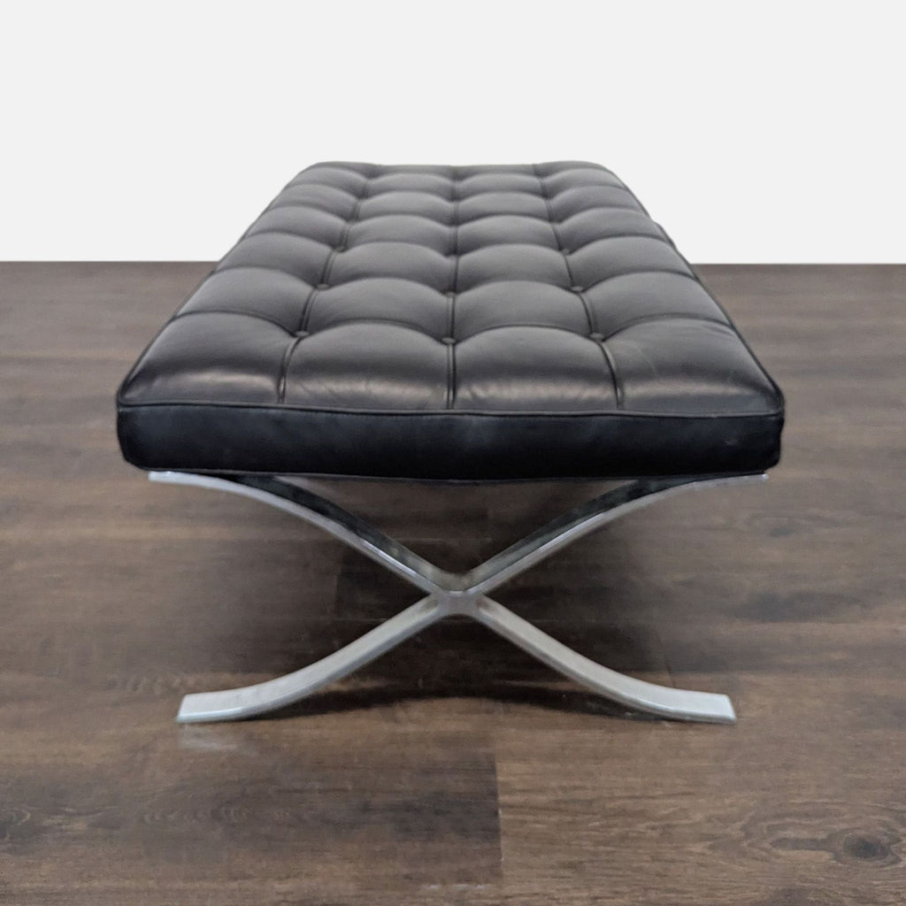 Button Tufted Leather Bench