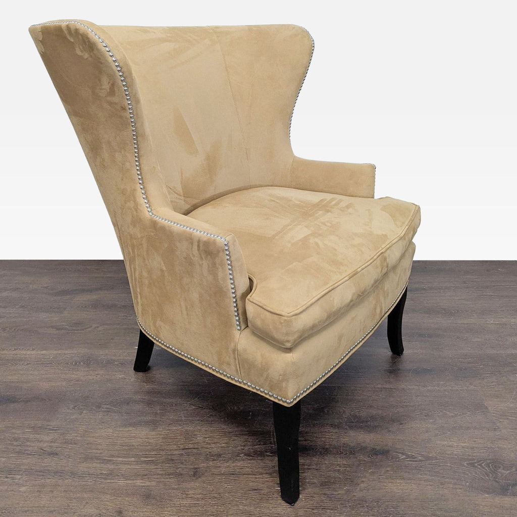 Williams Sonoma Home Tan Lounge Chair with Nailhead Trim