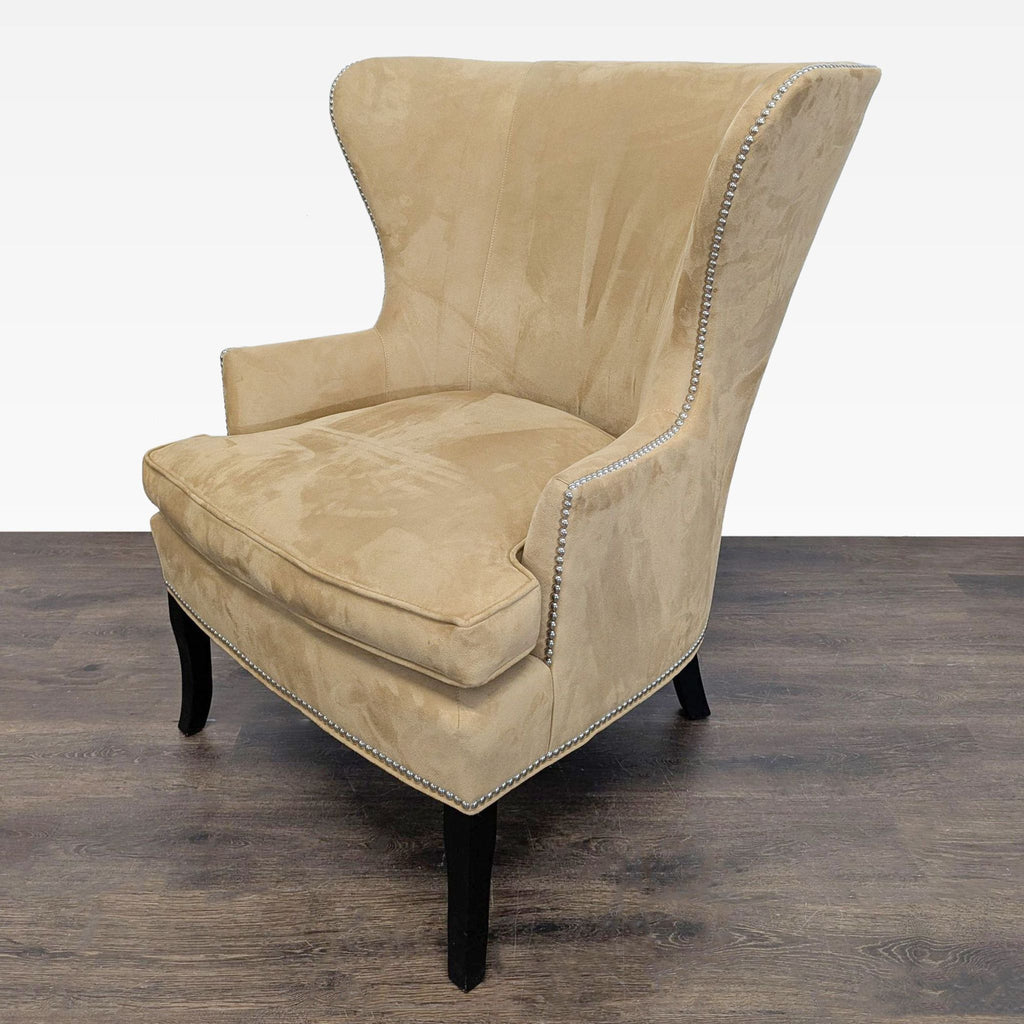 Williams Sonoma Home Tan Lounge Chair with Nailhead Trim