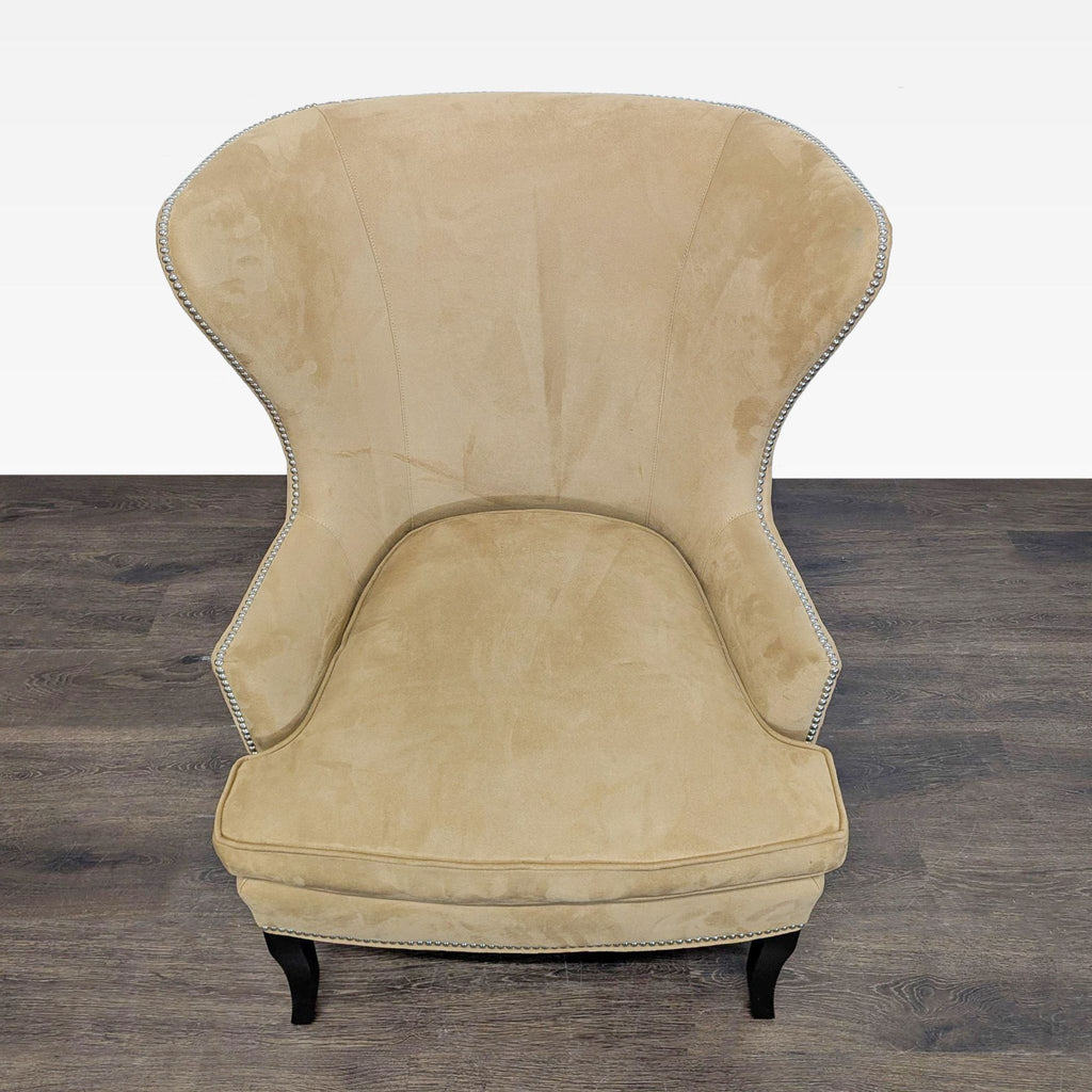 Williams Sonoma Home Tan Lounge Chair with Nailhead Trim