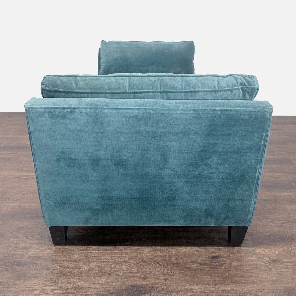 Living Spaces Blue Velvet Chaise Sofa with Modern Design