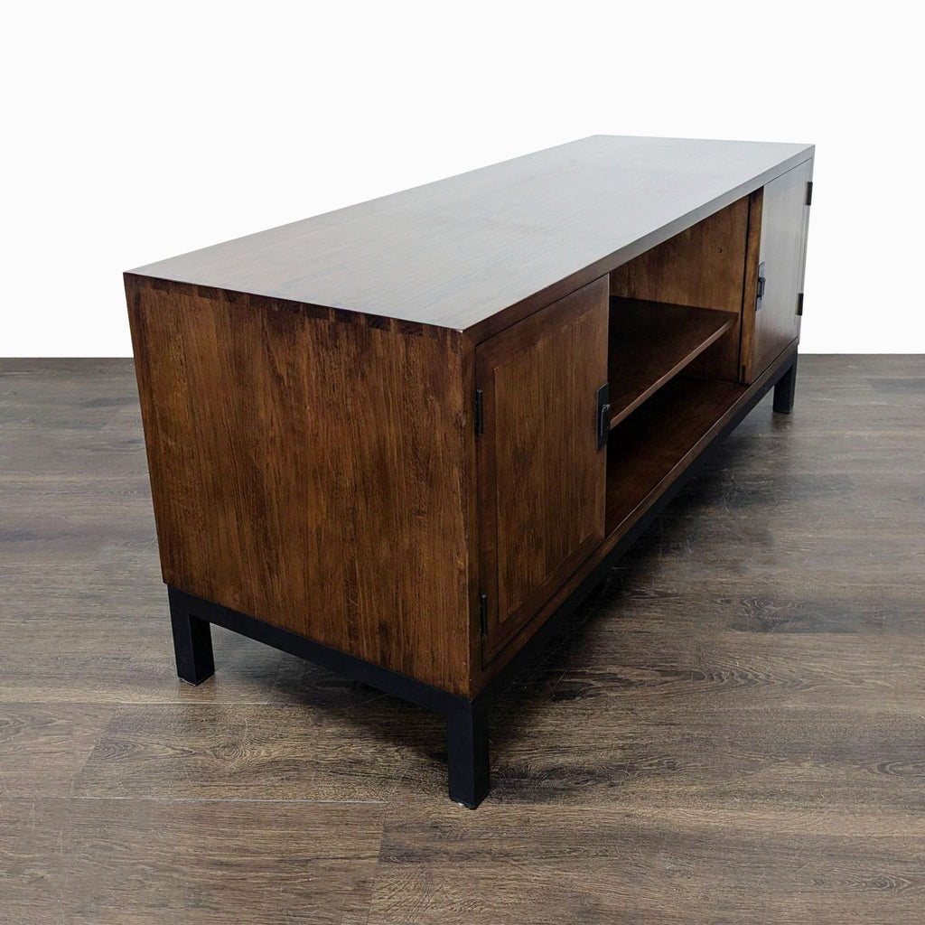 Wood Media Console on Metal Base