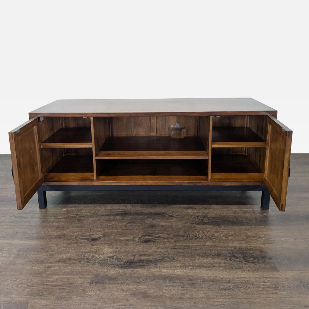Wood Media Console on Metal Base